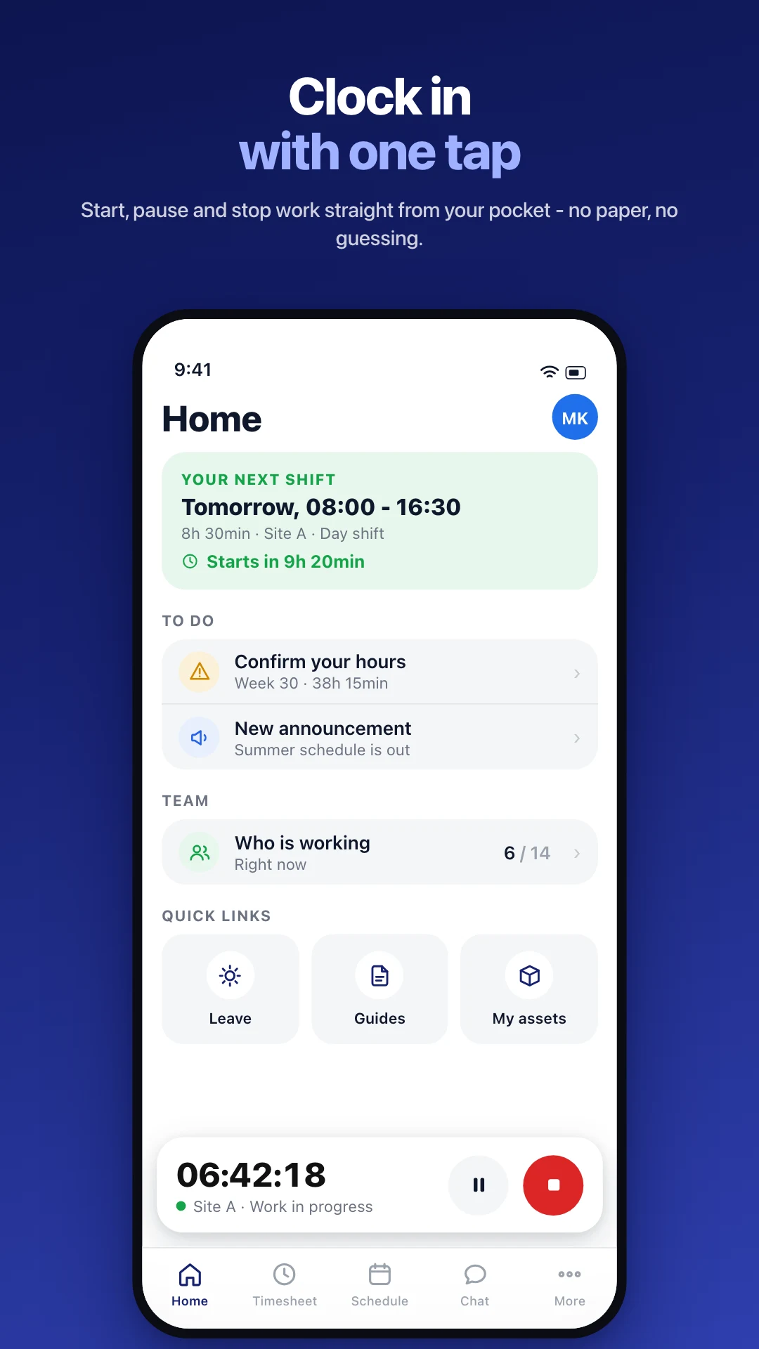 Hours24 - Time Tracking & HR screenshot